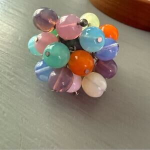 Paula 925 Sterling Silver Beaded Cha Cha Ring Adjustable Fit Size 7  8